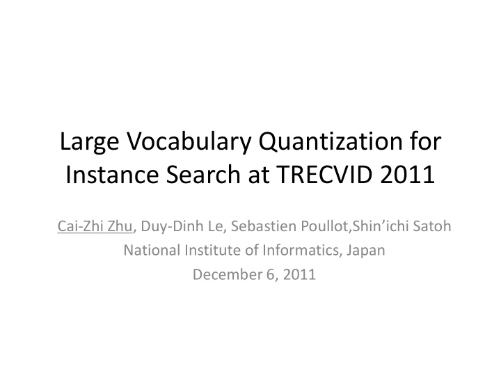 instance search at trecvid 2011