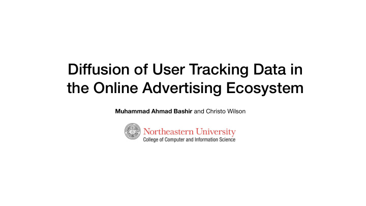 diffusion of user tracking data in the online advertising