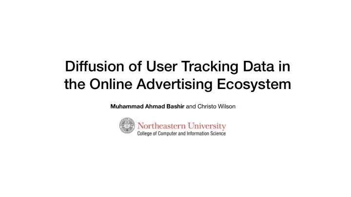 diffusion of user tracking data in the online advertising