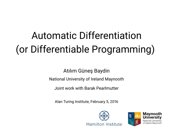automatic differentiation or differentiable programming