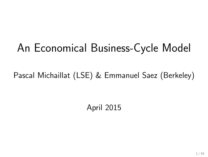 an economical business cycle model
