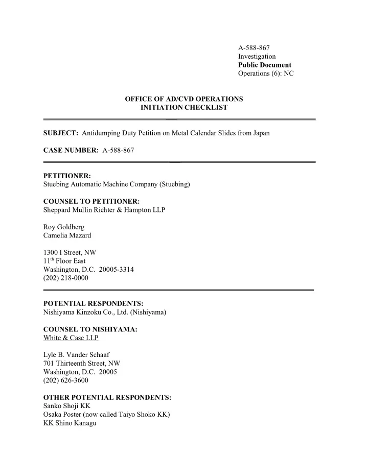 a 588 867 investigation public document operations 6 nc