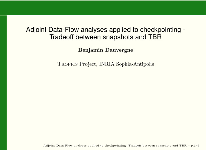 adjoint data flow analyses applied to checkpointing