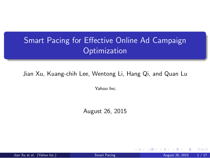 smart pacing for effective online ad campaign optimization
