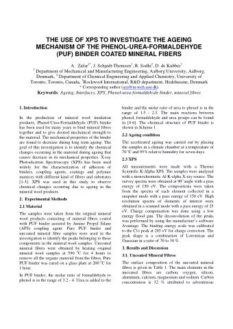 THE USE OF XPS TO INVESTIGATE THE AGEING  MECHANISM OF THE PHENOL-UREA-FORMALDEHYDE  (PUF) BINDER