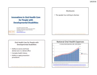 National Oral Health Expenses  Oral Health Care for People with  Developmental Disabilities  U.S.