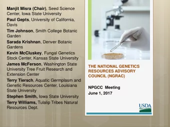 Manjit Misra (Chair) , Seed Science  Center, Iowa State University Paul Gepts , University of