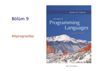 Blm 9  Altprogramlar ISBN 0-321-49362-1  9. Blm konular   Giri   Altprogram