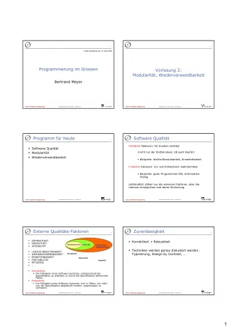 1  Modularitt  Modularitt  7  8  Wiederverwendbarkeit + Erweiterbarkeit  Einige