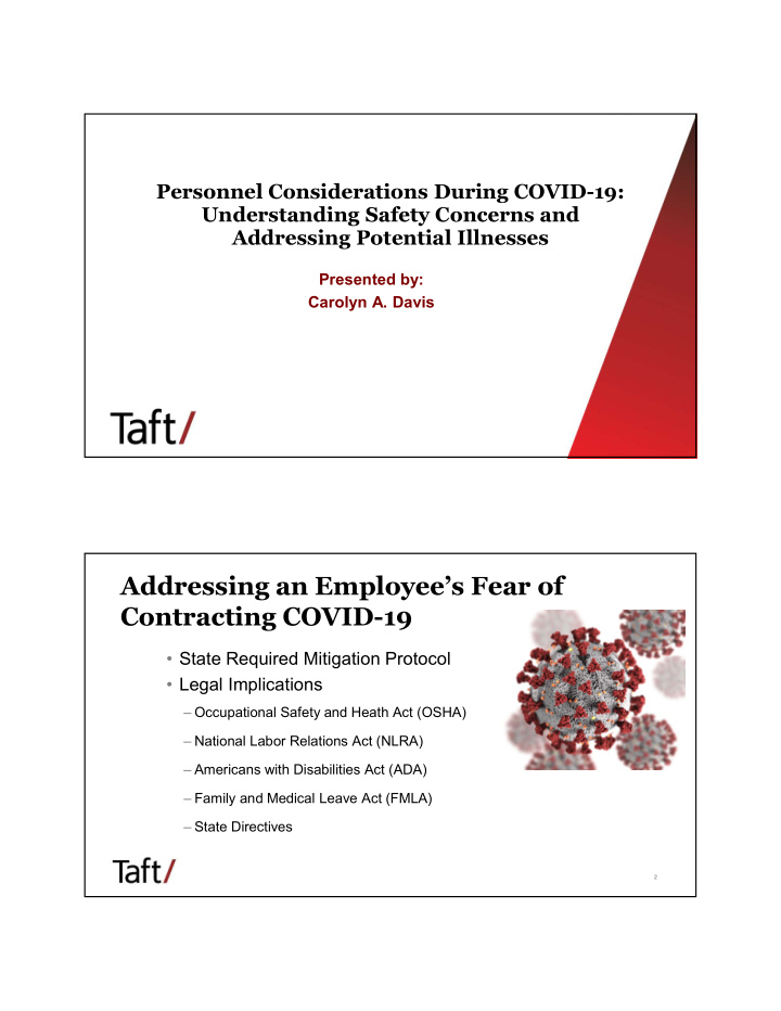 addressing an employee s fear of contracting covid 19