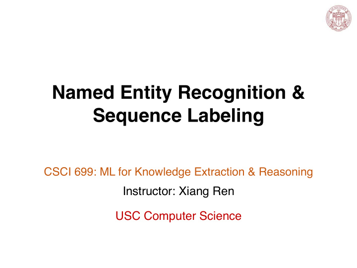 named entity recognition sequence labeling