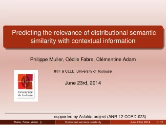 Predicting the relevance of distributional semantic  similarity with contextual information
