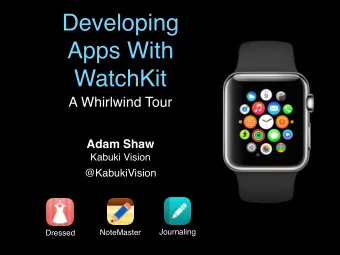 Developing  Apps With  WatchKit  A Whirlwind Tour  Adam Shaw  Kabuki Vision  @KabukiVision