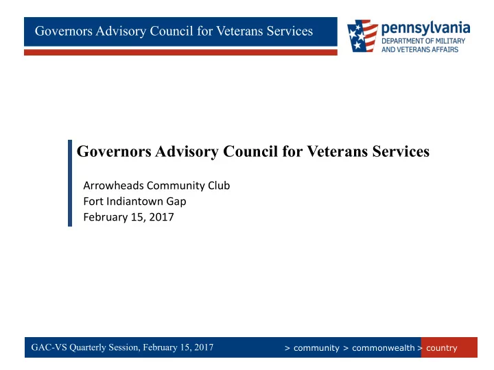 governors advisory council for veterans services