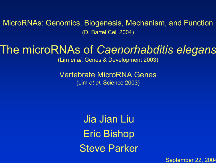 the micrornas of caenorhabditis elegans