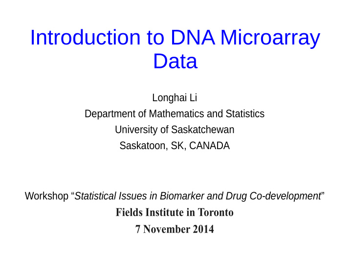 introduction to dna microarray data