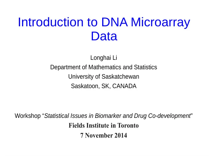introduction to dna microarray data