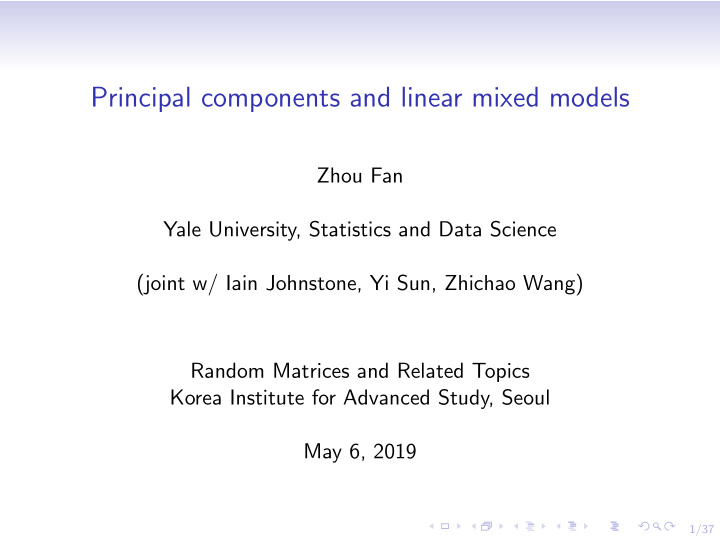 principal components and linear mixed models