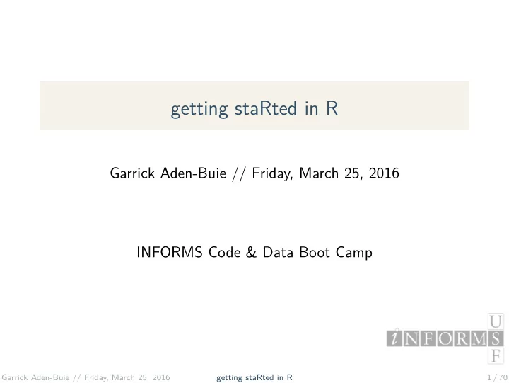 getting started in r