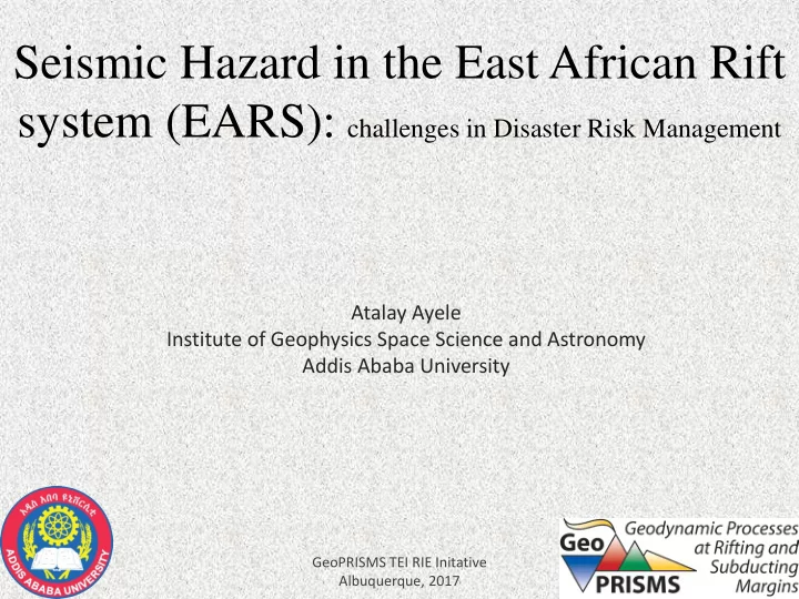 seismic hazard in the east african rift