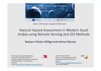 Natural Hazard Assessment in Western Saudi  Arabia using Remote Sensing and GIS Methods  Barbara