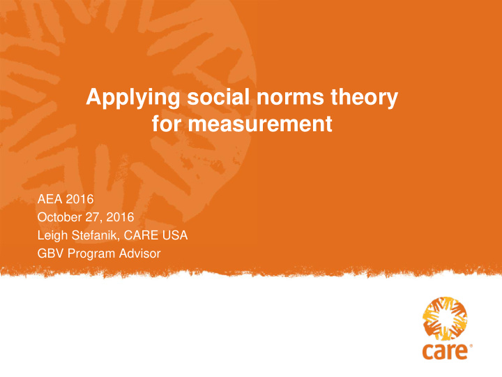 applying social norms theory for measurement