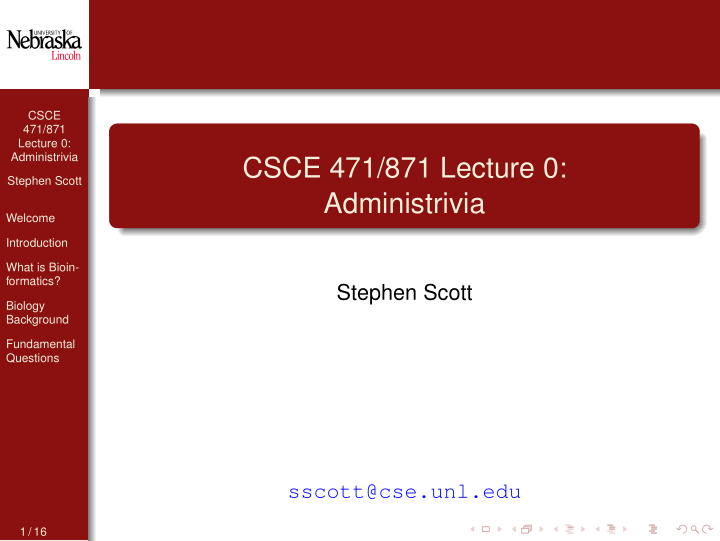csce 471 871 lecture 0