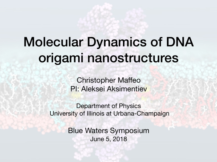 molecular dynamics of dna origami nanostructures