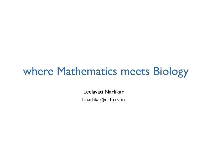 where mathematics meets biology