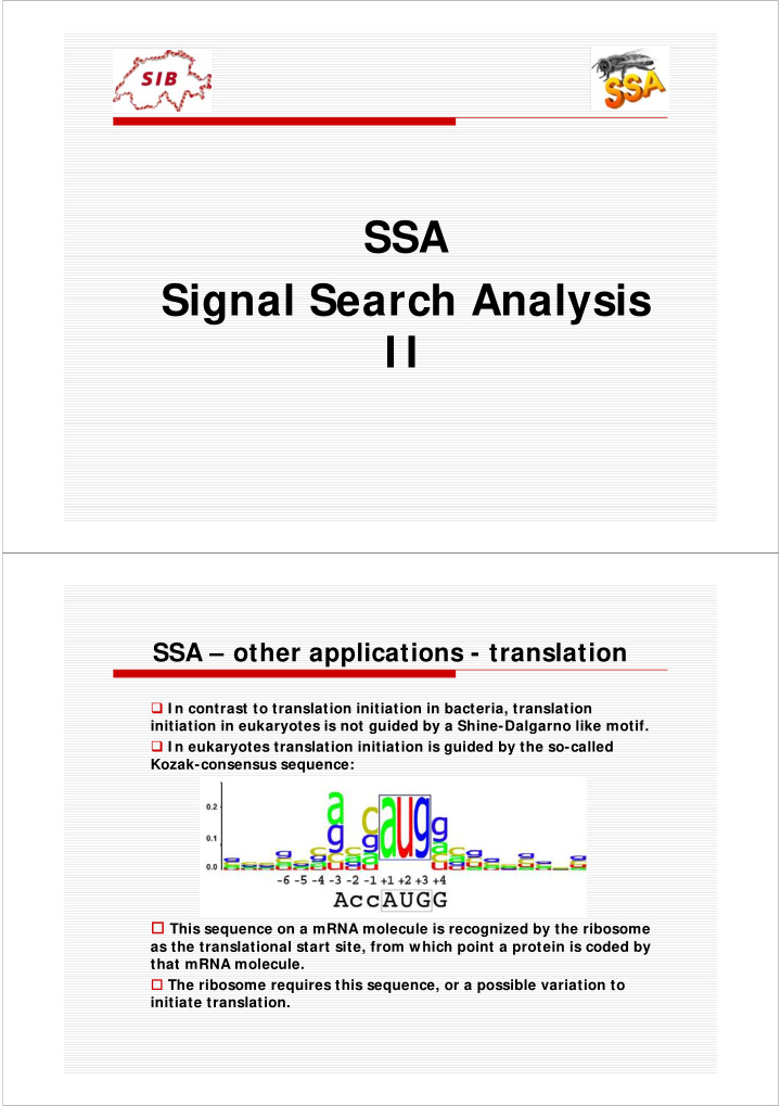 ssa signal search analysis i i