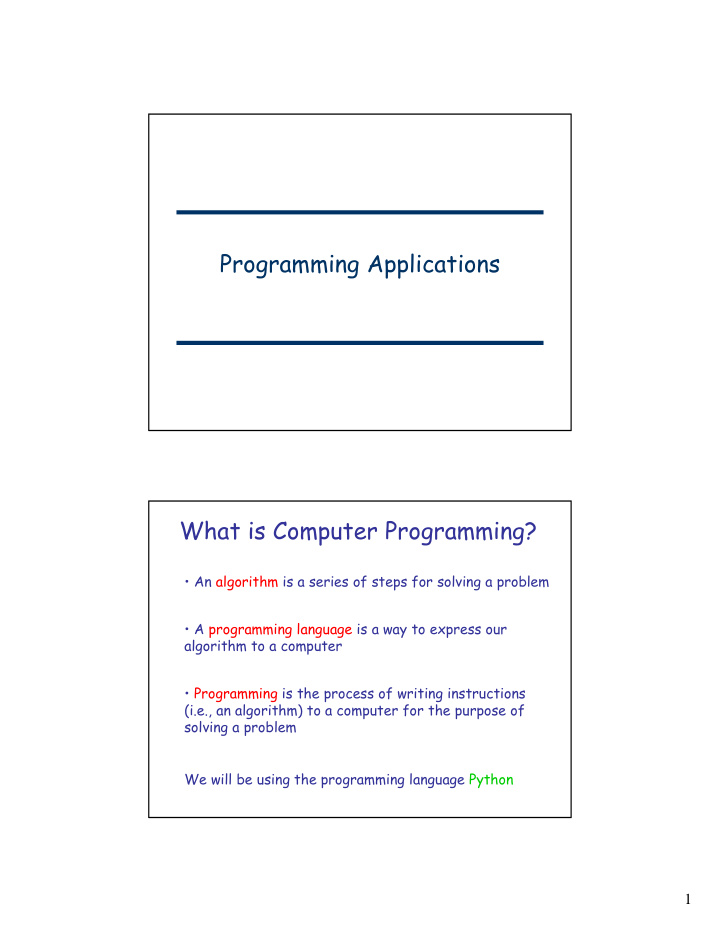 programming applications what is computer programming