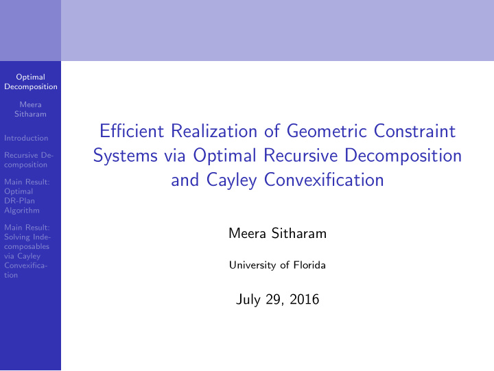 efficient realization of geometric constraint