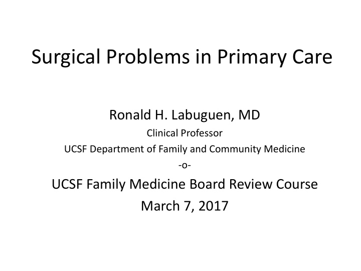 surgical problems in primary care