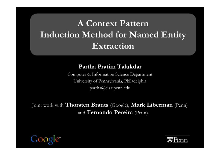a context pattern induction method for named entity