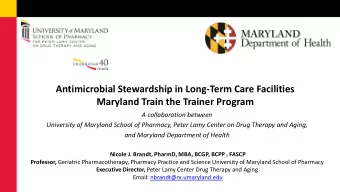 Antimicrobial Stewardship in Long-Term Care Facilities  Maryland Train the Trainer Program  A