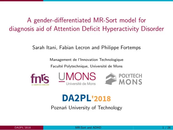 a gender differentiated mr sort model for diagnosis aid