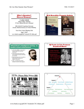IQ: Are Men Smarter than Women?  V0G  9/3/2017  V0G  2017 CTC  1  V0G  2017 CTC  2  Whos