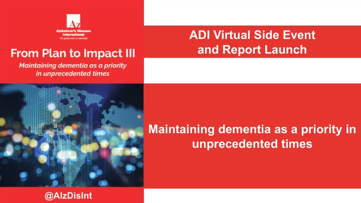 adi virtual side event and report launch maintaining