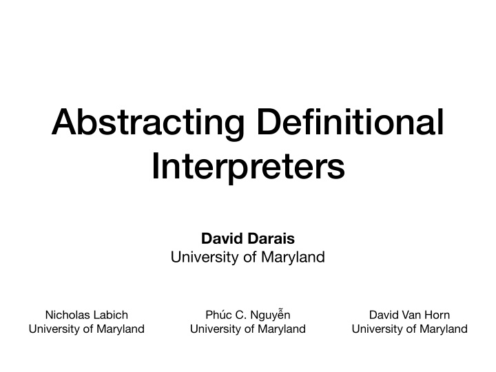 abstracting definitional interpreters