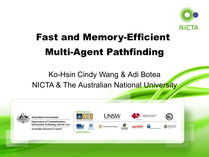 fast and memory efficient multi agent pathfinding
