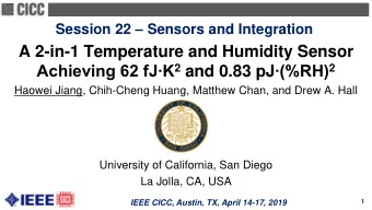 Motivation: Environmental Sensing  Relative humidity and temperature (RH/T) monitoring