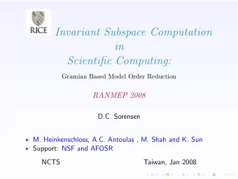 Invariant Subspace Computation  in  Scientific Computing:  Gramian Based Model Order Reduction
