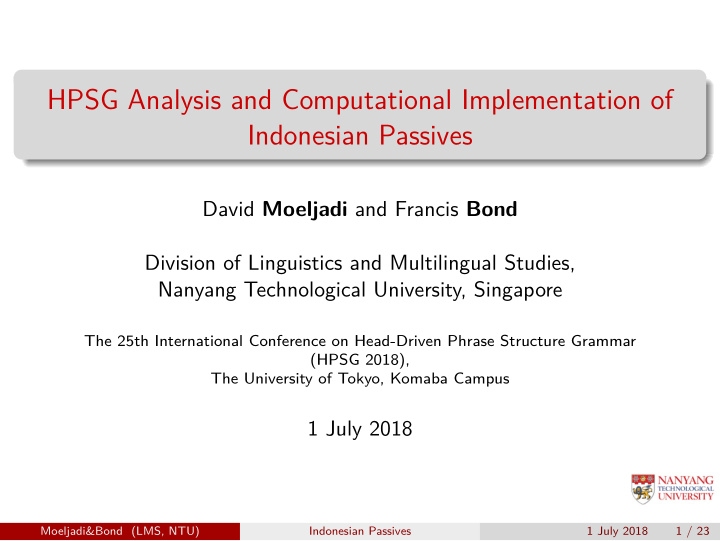hpsg analysis and computational implementation of