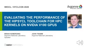 EVALUATING THE PERFORMANCE OF  THE HIPSYCL TOOLCHAIN FOR HPC  KERNELS ON NVIDIA V100 GPUS