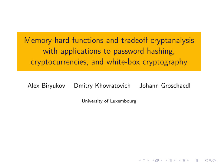 memory hard functions and tradeoff cryptanalysis with