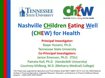 Nashville CHildren Eating Well (CHEW) for Health Principal Investigator:  Baqar Husaini, Ph.D.