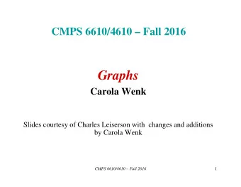 Graphs  Carola Wenk  Slides courtesy of Charles Leiserson with  changes and additions  by Carola