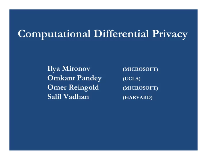 computational differential privacy