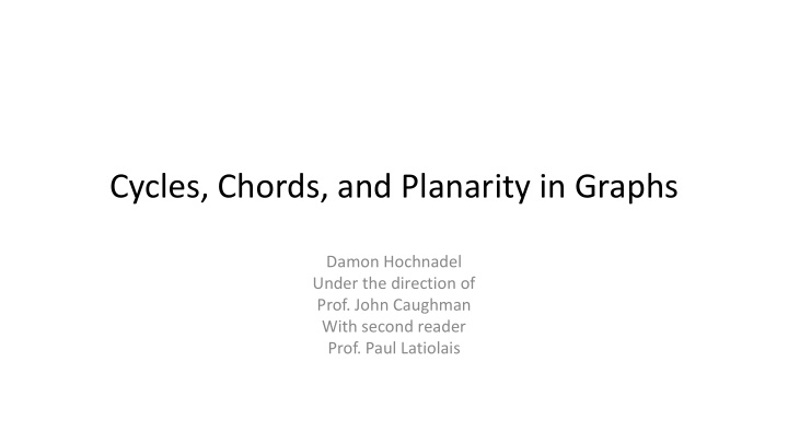 cycles chords and planarity in graphs