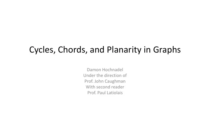 cycles chords and planarity in graphs